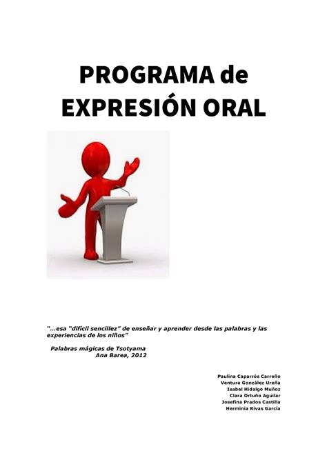 Programa expresic 3b3n oral PROGRAMA de EXPRESIÓN ORAL difícil