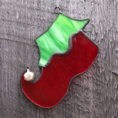 Amazon Stained Glass Elf Boot Ornament Handmade