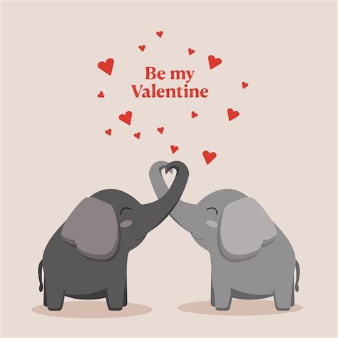 Premium Vector Be My Valentine Romantic Card With Elephants