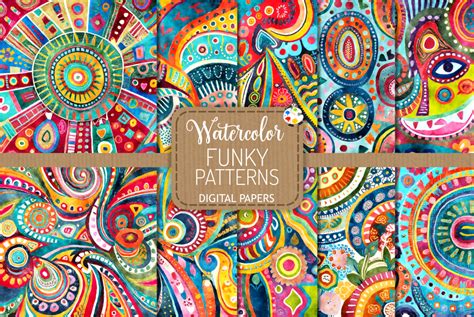 Funky Patterns Set 2 - Watercolor Folk Art Boho Designs By Prawny ...