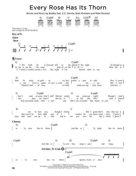 Every Rose Has Its Thorn by Poison - Guitar Lead Sheet - Guitar Instructor