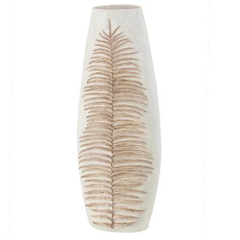 Litton Lane 25 In White Leaf Polystone Decorative Vase 55337 The