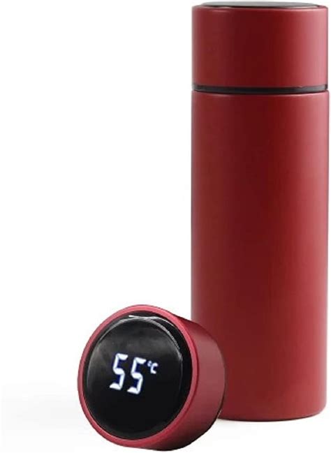 Garrafa T Rmica Caf Gua C Sensor De Temperatura Em Led Cor Vermelho