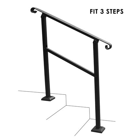 TTLIFE Handrails for Outdoor Steps, Fit 1 or 3 Steps Outdoor Stair Railing, Black Wrought Iron ...