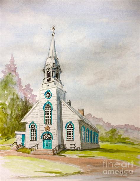 St Simeon Church Quebec Canada Painting by Yvonne Ayoub - Fine Art America