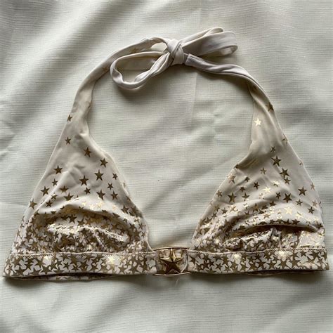 Women S Gold And Cream Bikini And Tankini Tops Depop