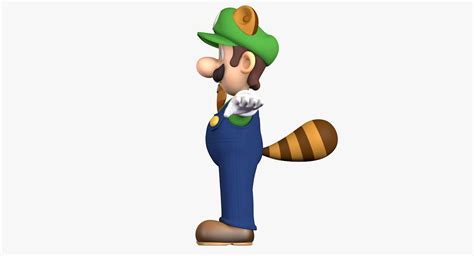 Raccoon Tail Luigi Super Mario Bros Character Super Leaf 3d Model 69