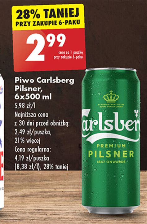 Promocja Piwo Carlsberg Pilsner 500 Ml W Biedronka