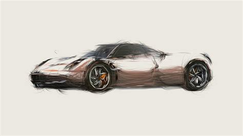 Pagani Huayra Car Drawing Digital Art By Carstoon Concept Pixels