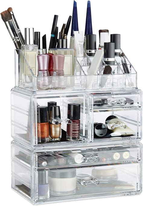 Relaxdays Organizer Make Up Con 21 Scomparti Contenitore Per Cosmetici