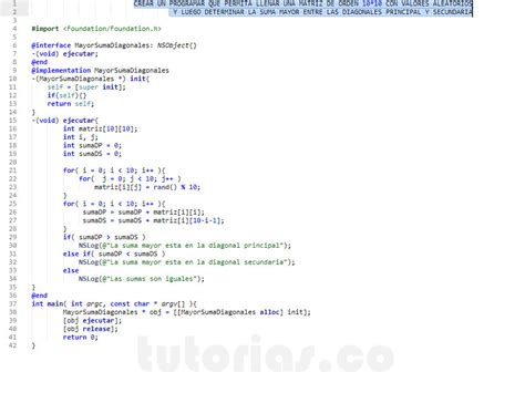 Poo Objective C Mayor Suma Diagonales Tutorias Co