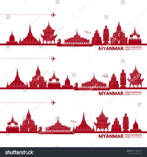 Myanmar Travel Destination Grand Vector Illustration Stock Vector Royalty Free 1714802707