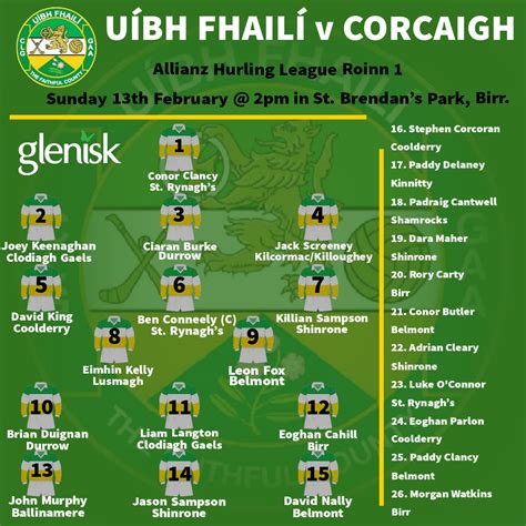 Official Offaly GAA On Twitter Hurling Team Announced The Offaly