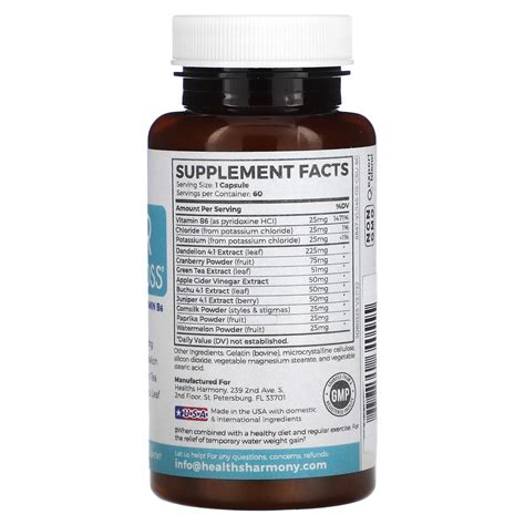 Healths Harmony, Water Weight Loss, 60 Capsules