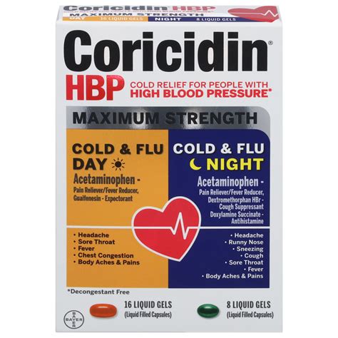 Coricidin Hbp Cold And Flu Daynight Maximum Strength Liquid Gels Main