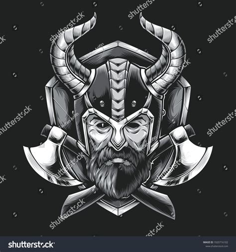 Viking Head Axe Vector Stock Vector (Royalty Free) 1920716102 ...