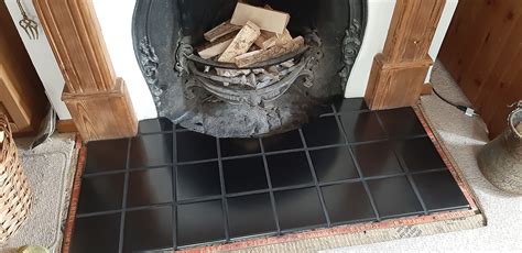 Basalt Ebony Black Hearth Fireplace Tiles Straight Edges EBay