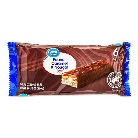 Great Value Peanut Caramel Nougat Bars 10 56 Oz 6 Count Walmart