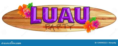 Luau Party Logo Hawaii Surfboard Logo Flowers Stock Illustration ...