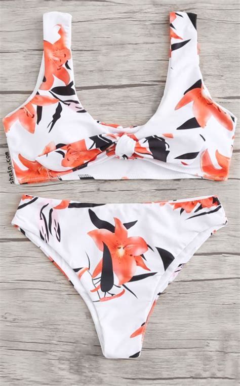 Flower Print Knot Bikini Set Https Legitchic Bikinis Swimsuits