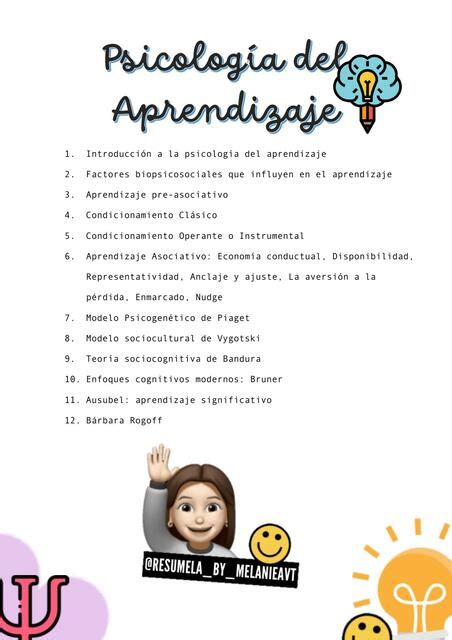 Psicología del aprendizaje Apuntes completos Melanie uDocz