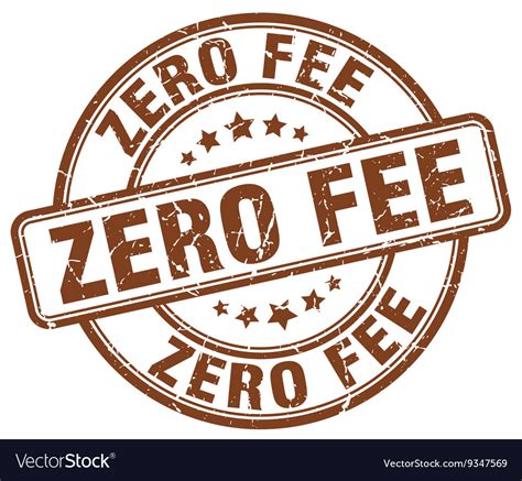 Zero Fee Brown Grunge Round Vintage Rubber Stamp Vector Image