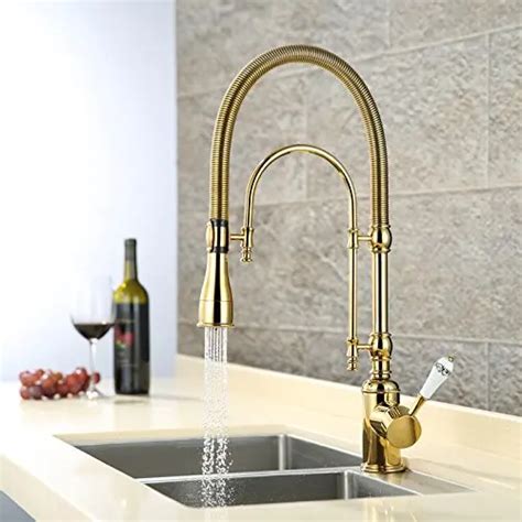 Luxury Gold Mm High Pull Down Kitchen Faucet Solid Brass Sink Mixer