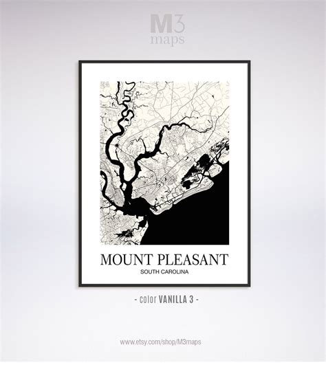 Mount Pleasant Mount Pleasant SC Map Mount Pleasant Modern | Etsy