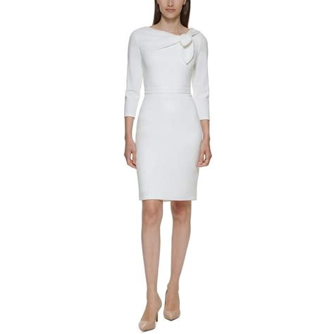 Calvin Klein Womens Three Quarter Sleeve Mini Wear To Work Dress