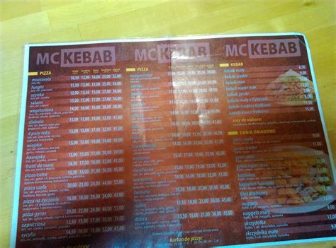 Menu At Mc Kebab Restaurant Kwidzyn