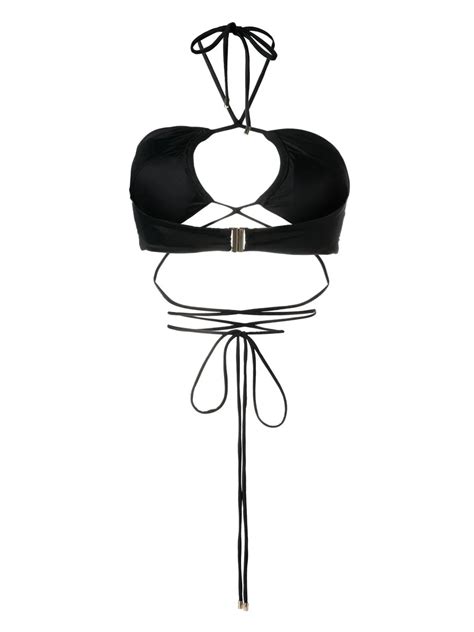 Self Portrait Wraparound Bikini Top Black FARFETCH