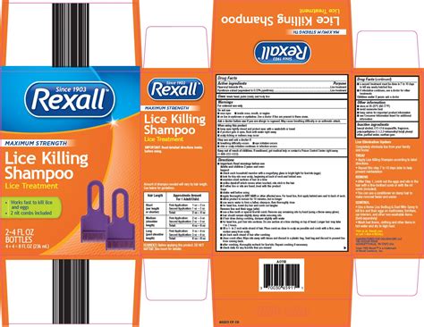 Rexall Lice Killing Piperonyl Butoxide Pyrethrum Extract Shampoo