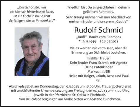 Traueranzeigen Von Rudolf Schmid Schwaebische De Trauerportal