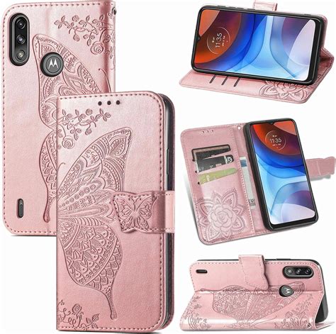 Wallet Case For Motorola Moto E7 Moto E 2020 Case 3d Butterfly Embossing Slim Flip Pu Leather