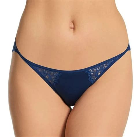 Maidenform Intimates Sleepwear Maidenform Nwt Navy Eclipse Eco Lace String Bikini Panty