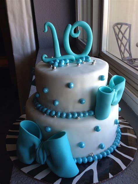 Bow Cake Teal For A 10 Year Old Girl 10 Birthday Cake 10th