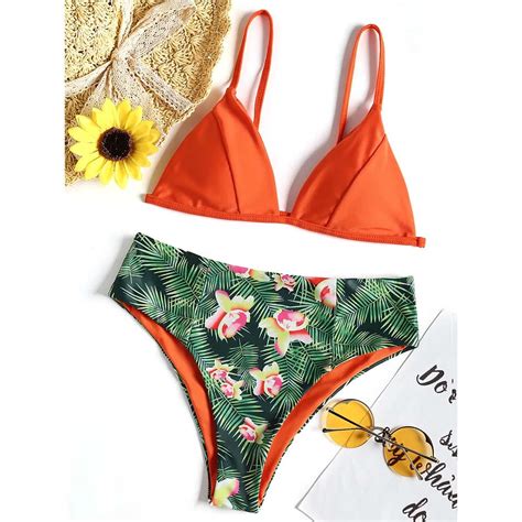 ZAFUL New Floral Bikini Set Padded Swimsuit Women High Leg Swimwear