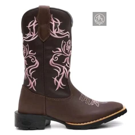 Bota Botina Texana Country Bico Quadrado Em Couro Leg Timo Tribau Rose