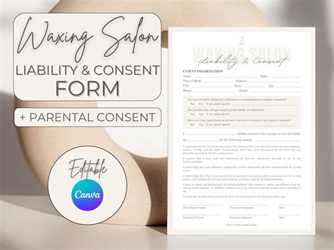 Editable Waxing Consent Form Esthetician Forms Bundle Beautician