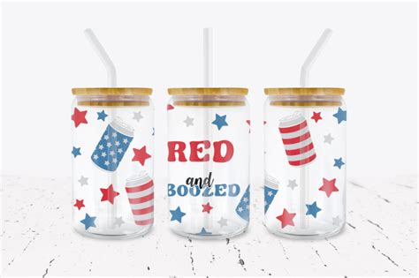 Red And Boozed 16 Oz Libbey Glass Can Wrap Sticky Fingers Vinyl