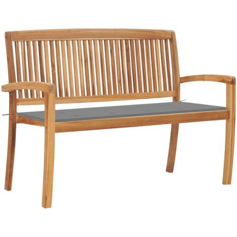 Banc De Jardin Empilable Et Coussin 128 5cm Bois De Teck Massif