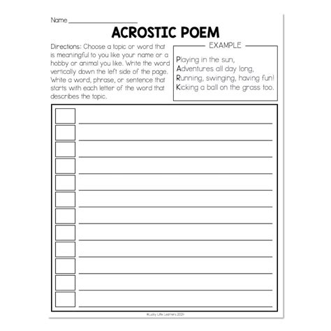 Poetry - Poem Types - Poem Writing Page - Acrostic - Lucky Little ...