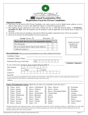 Fillable Online Ssc Annual Examinations Registration Form For