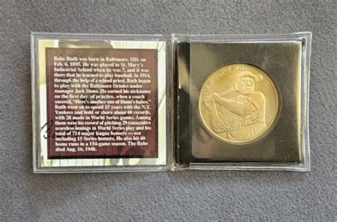 Babe Ruth Lifetime Statistics Collectible Coin With Case EBay