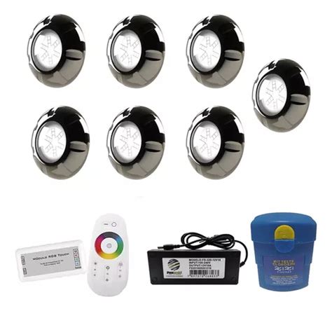 Kit Iluminação Piscina 112m² 7 Led 9w Inox Comando Rgb MercadoLivre