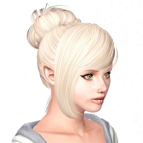 Bun With Huge Bangs Hairstyle Skysims 092 Retextured By Sjoko Sims 3