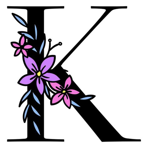 Design Png E Svg De Flores Roxas Na Letra K Para Camisetas