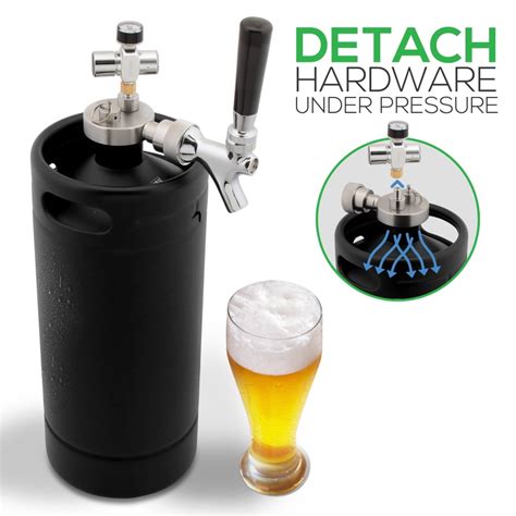 Nutrichef Homebrew Mini Keg Beer Dispenser Oz Black Matte Powder