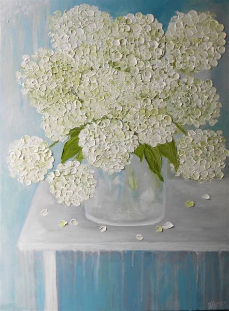 Custom Order Oil Painting White Hydrangea Fine Art Oil Painting White