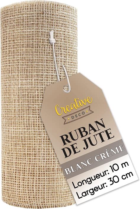 Creative Deco Ruban Chemin De Table Toile Jute 30cm X 10m Blanc